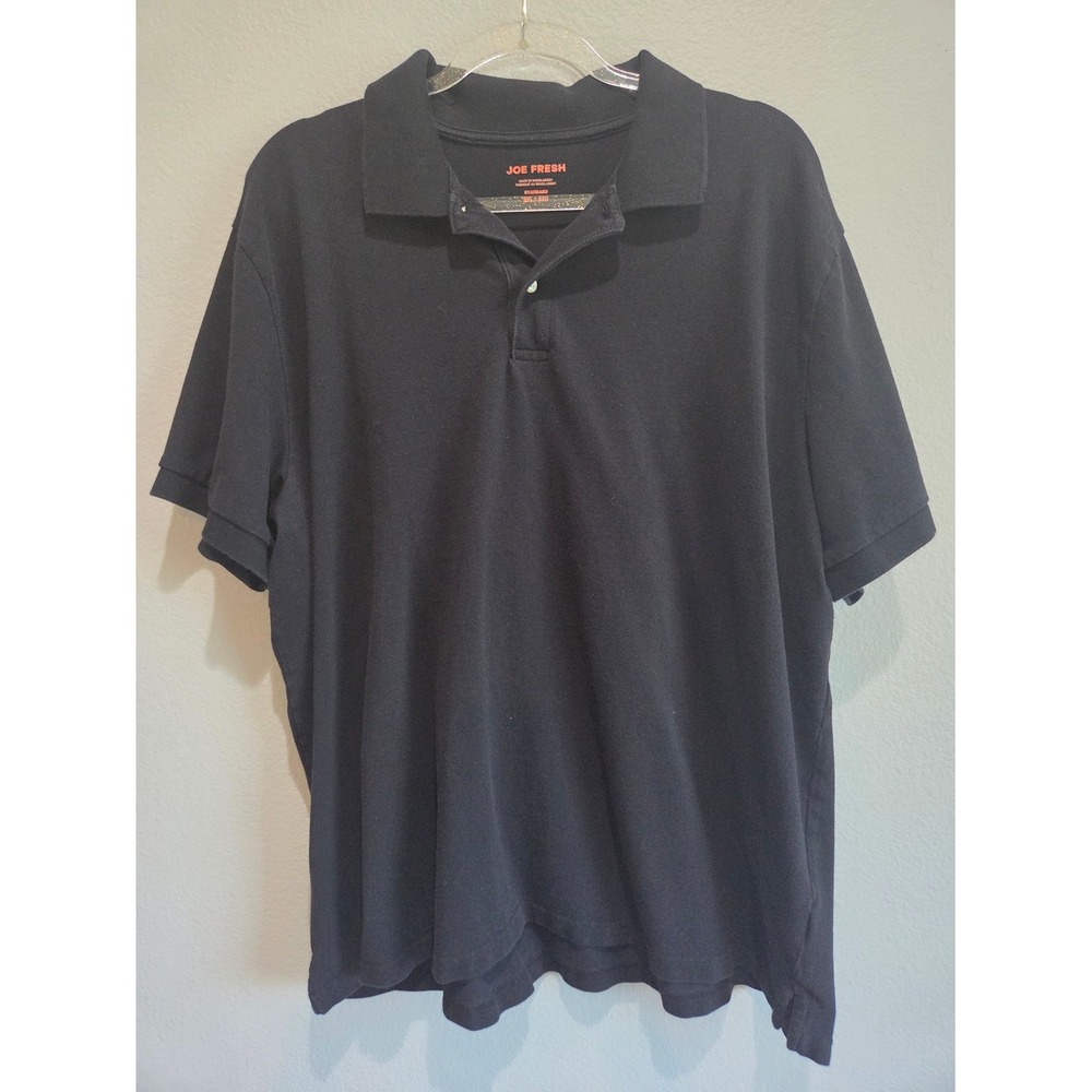 Joe Fresh Polo Shirt Mens XXL Black Short Sleeve Cotton Blend Excellent